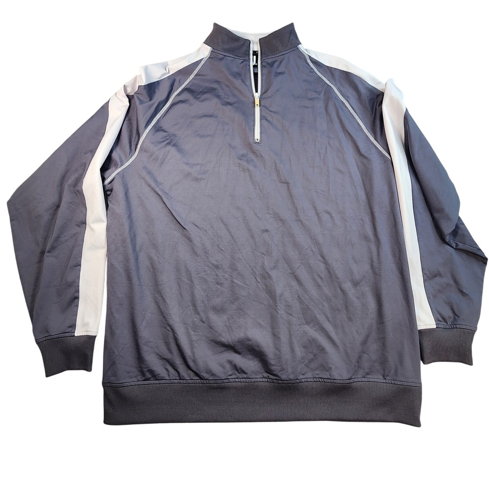 FJ FootJoy Mens Gray White 1/4 Zip Pullover Golf Athletic‎ Long Sleeve